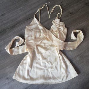 vintage renee bardot cream silk top